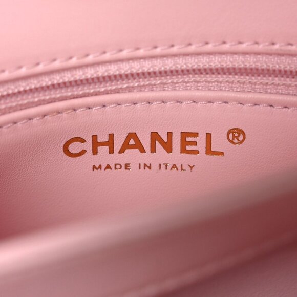 Authentic CHANEL Trendy Lambskin Quilted Small CC Dual Handle Flap Bag Pink Tote - Picture 7 of 13